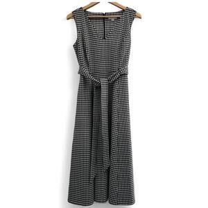 Calvin Klein Dress Sleeveless Black & White Gingham size 10 V-Neck with Pockets